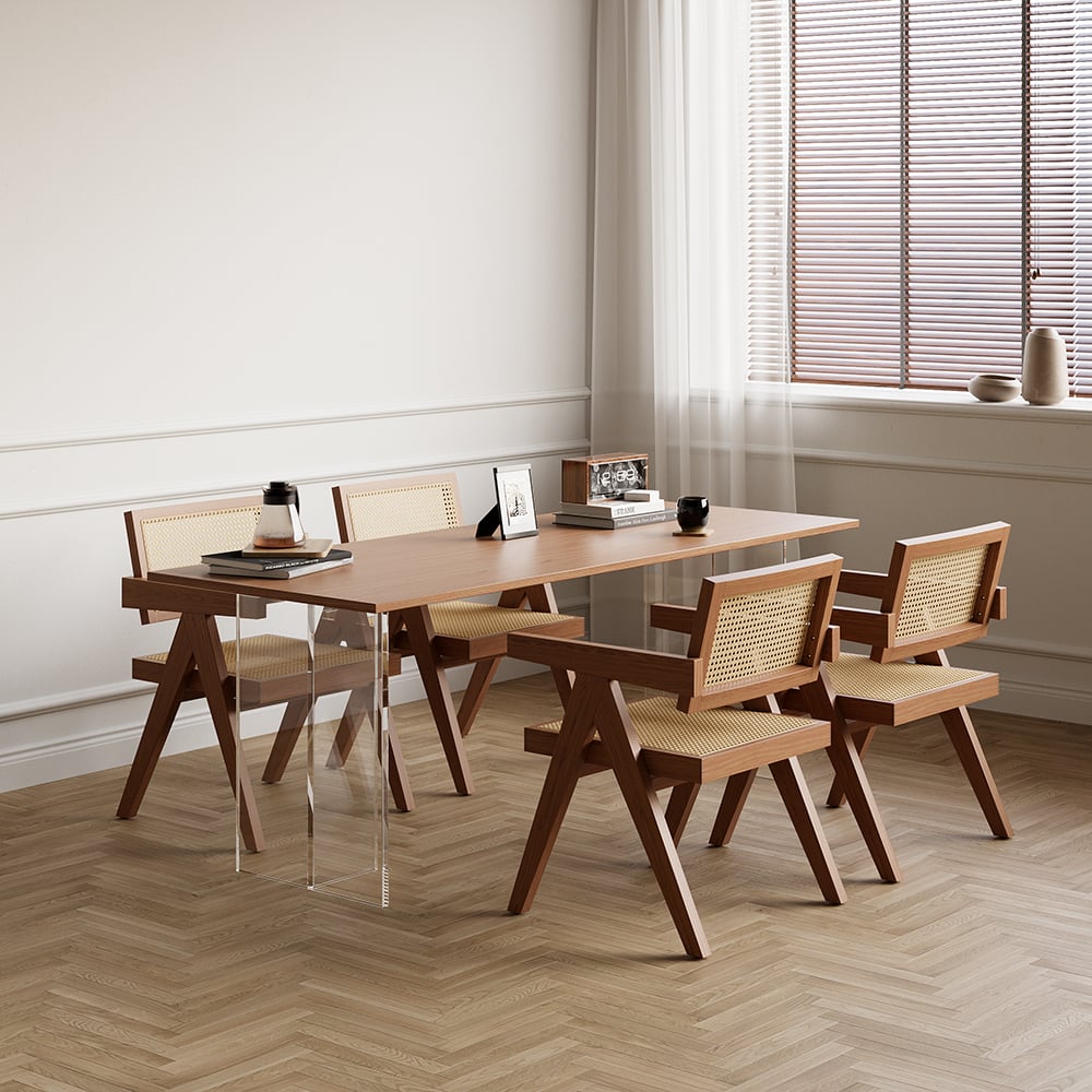 Archic Walnut Wood Dining Chair with Armrest - Alternate View