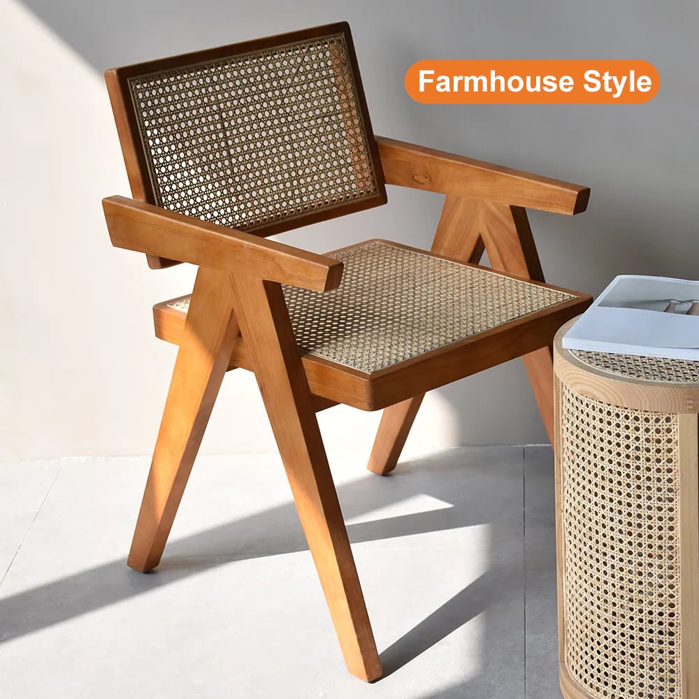 Archic Walnut Wood Dining Chair with Armrest - Alternate View