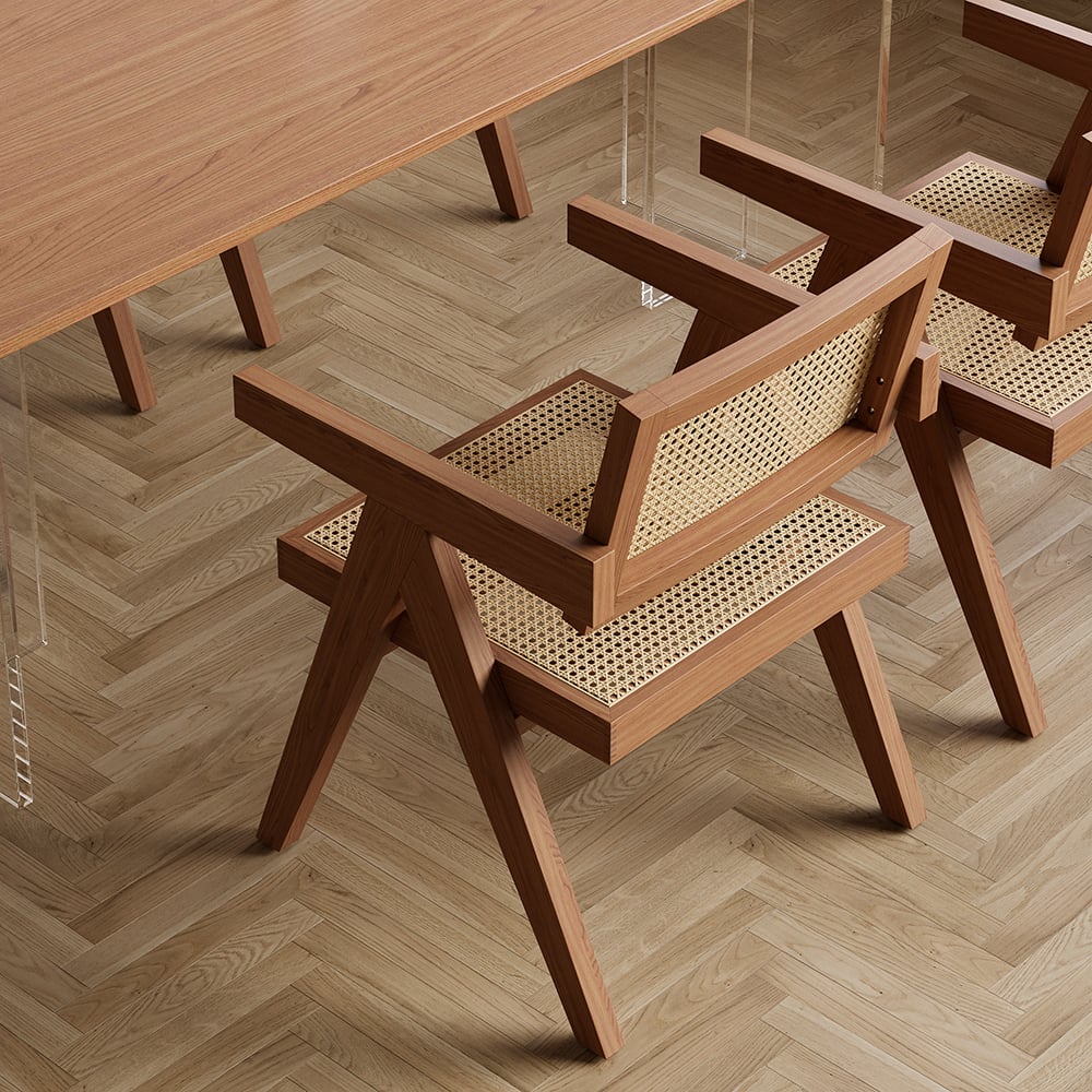 Archic Walnut Wood Dining Chair with Armrest - Alternate View - Alternate View