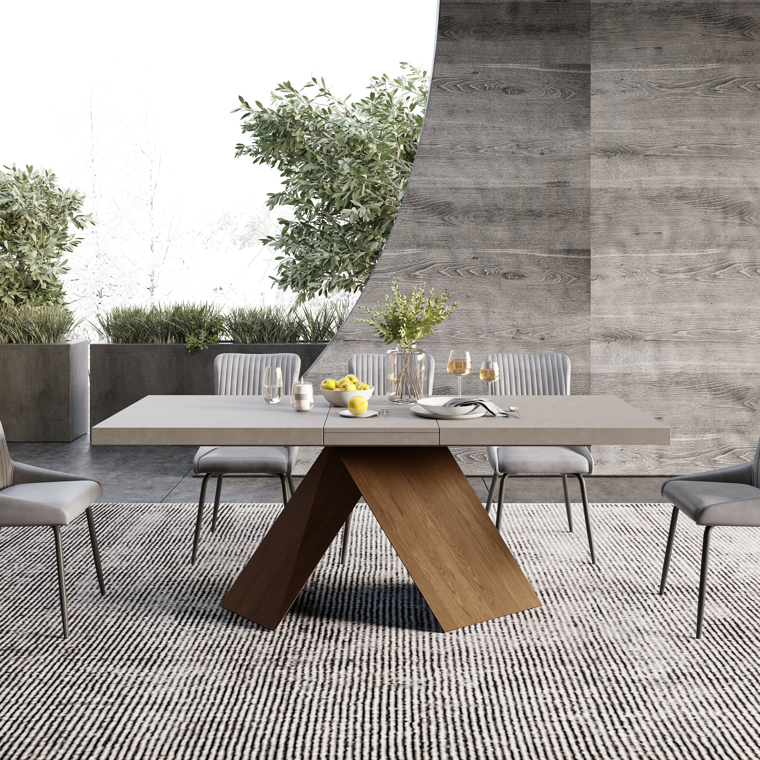 Farmhouse 63" to 79" Extendable Dining Table - Alternate View