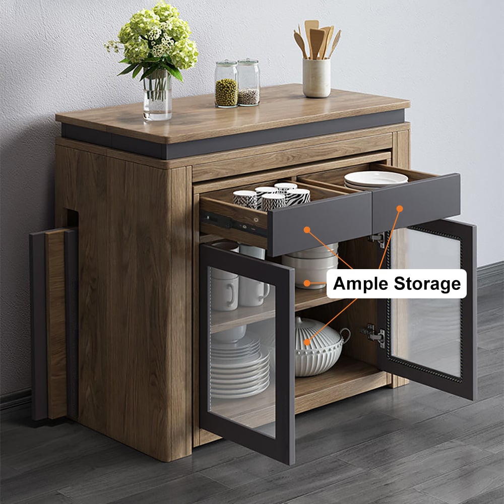 Modern 71" Extendable Walnut Gray Wood Dining Set with 4 Chairs - Alternate View